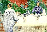 Carl Larsson vid frukostbordet oil painting reproduction